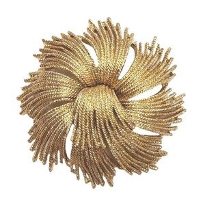 Monet Cordelia Vintage Gold Tone Metal Brooch Pin MadMen Designer